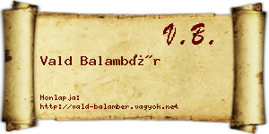 Vald Balambér névjegykártya